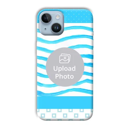 Blue Wavy Design Customized Printed Back Case for Apple iPhone 14