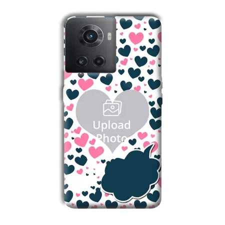 Blue & Pink Hearts Customized Printed Back Case for OnePlus 10R 5G