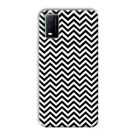 Black White Zig Zag Customized Printed Back Case for Vivo Y3s