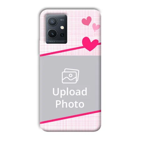 Pink Check Customized Printed Back Case for Vivo Y75