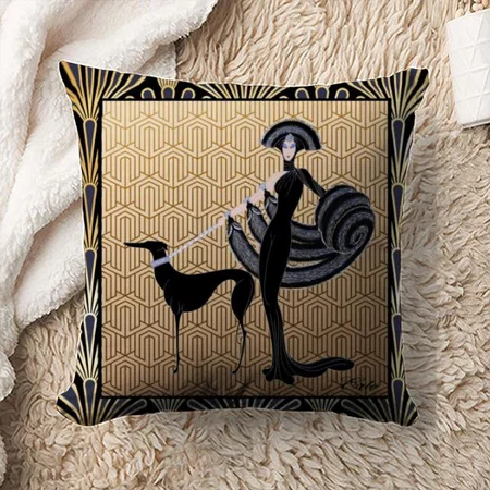 Female with Dog Figer Customized Photo Printed Cushion