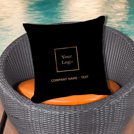 Business Company Logo Black Elegant Modern Customized Photo Printed Cushion