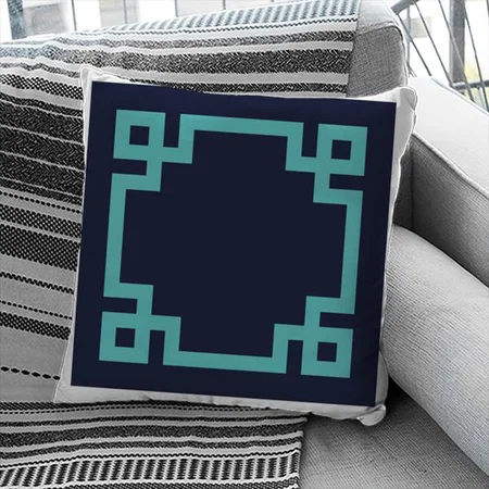 Blue Box Abstract Design Customized Photo Printed Cushion