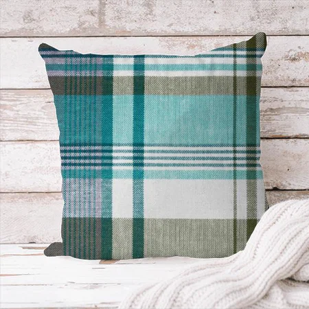 Checked Design Customized Photo Printed Cushion