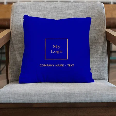 Royal Blue Business Company Logo Elegant Customized Photo Printed Cushion