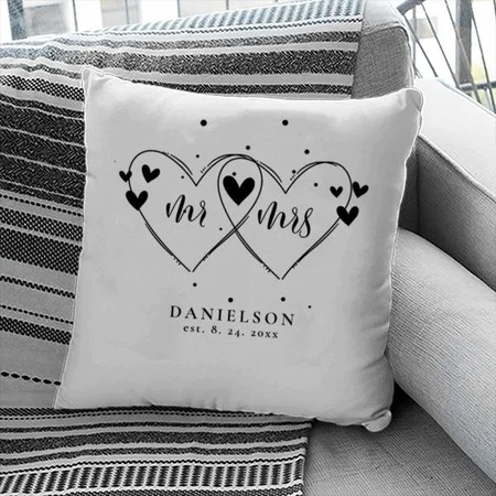 Mr. and Mrs. Newly Weds Wedding Customized Photo Printed Cushion