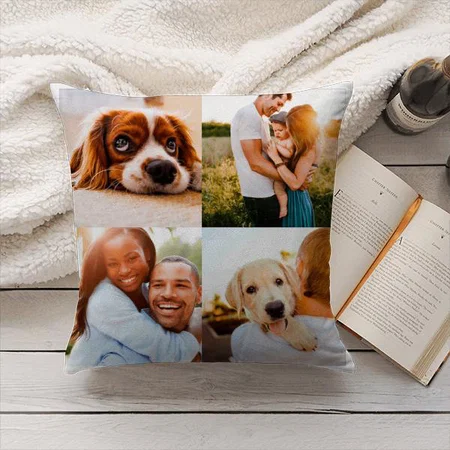 4 Photo Collage Customized Photo Printed Cushion