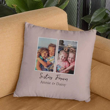 2 Photo Frame for Sisters Customized Photo Printed Cushion