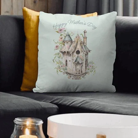 Mother's Day Beautiful Victorian Style Birdhouse Customized Photo Printed Cushion