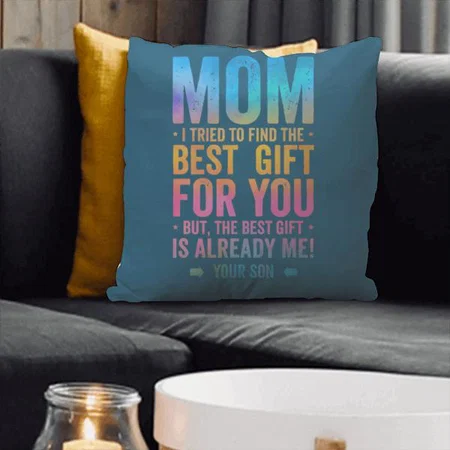 Mom Son Text Design Customized Photo Printed Cushion