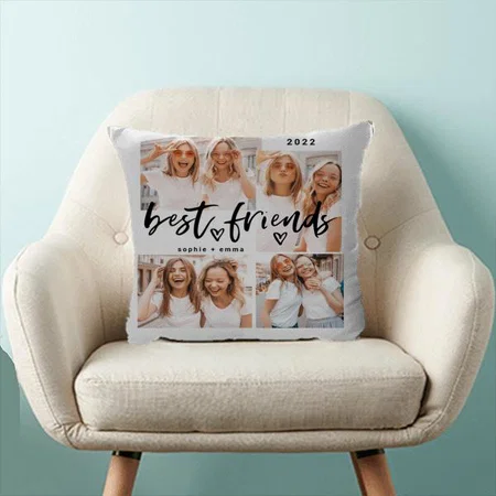 Best Friends Casual Multi Photo Customized Photo Printed Cushion