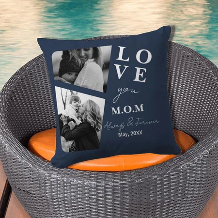 Mother's Day Photo Collage Love You Mom Customized Photo Printed Cushion