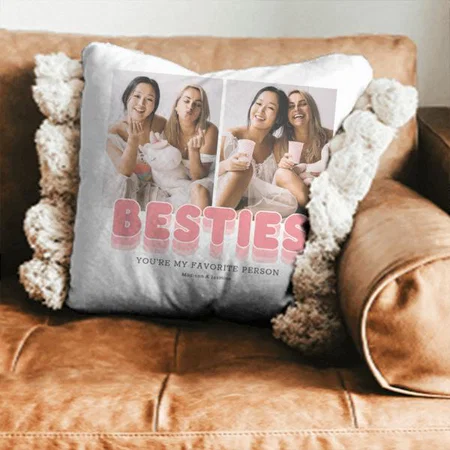Cute Besties Best Friends Photo Customized Photo Printed Cushion