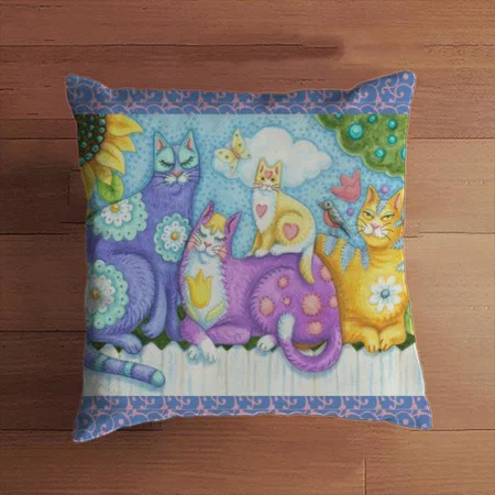 Cat Cartoon Design Customized Photo Printed Cushion