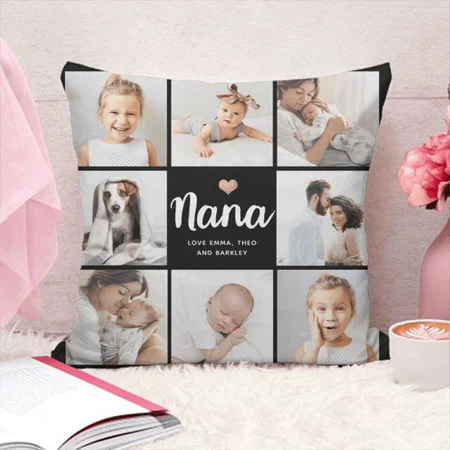 Photo Collage with Heart Design Customized Photo Printed Cushion
