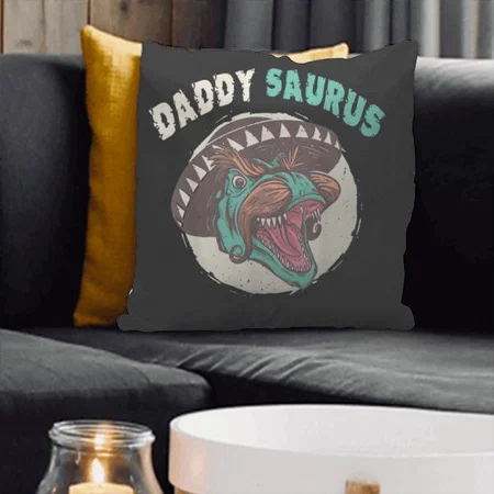 Daddy Saurus Design Customized Photo Printed Cushion