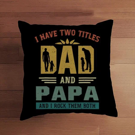 Dad And Papa Design Customized Photo Printed Cushion