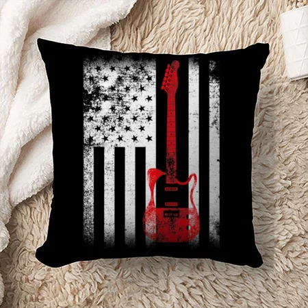 Guitar Design Customized Photo Printed Cushion