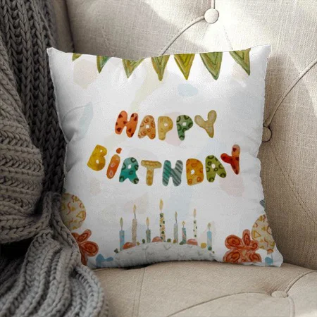 Happy Birthday Design Customized Photo Printed Cushion