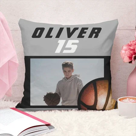 Basketball Ball Photo Age Birthday Customized Photo Printed Cushion