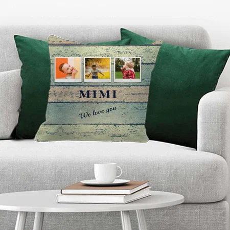 3 Photo Collage Customized Photo Printed Cushion