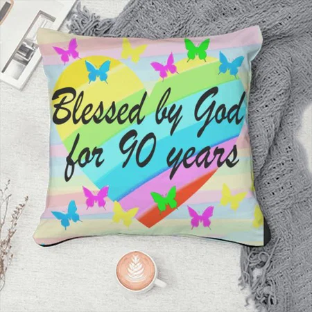 90th of Birthday Customized Photo Printed Cushion