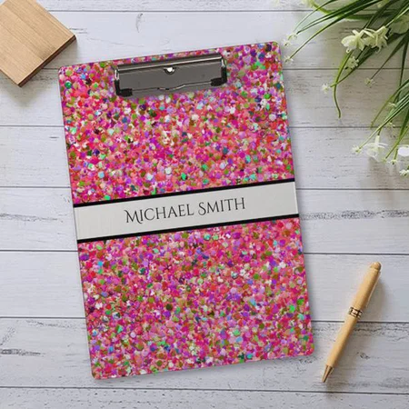 Elegant Multicolor Mosaic Modern Grit Glitter Customized Photo Printed Exam Board