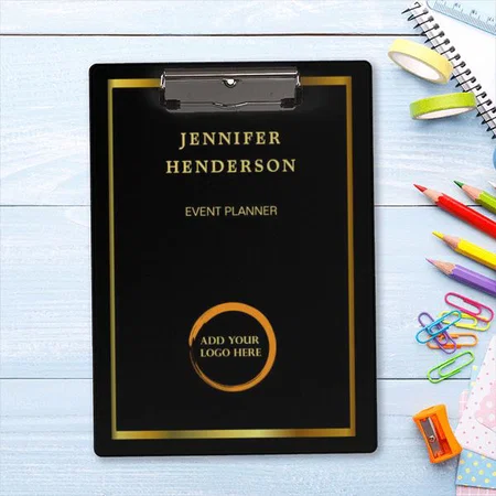 Modern Elegant Black Gold Professional Logo Customized Photo Printed Exam Board