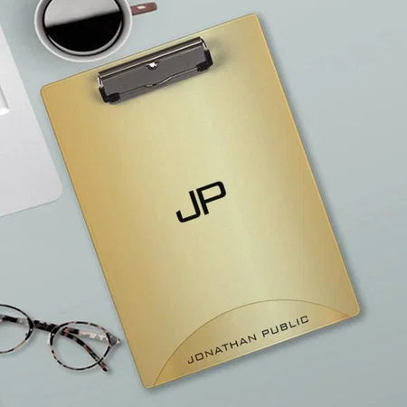 Faux Gold Elegant Monogram Customized Photo Printed Exam Board