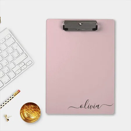 Blush Dusty Pink Modern Girly Monogram  Customized Photo Printed Exam Board