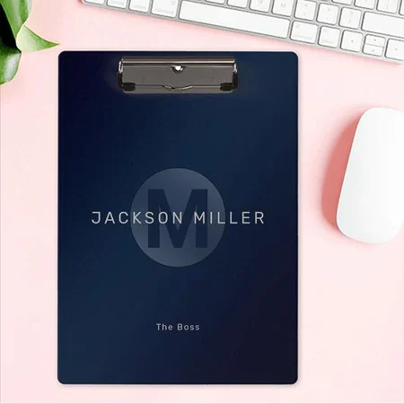 Navy Blue Modern Simple Monogram Customized Photo Printed Exam Board