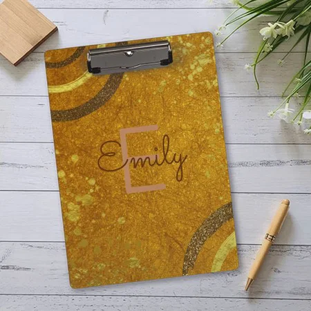 Modern Stylish Chic Fancy Brown Gold Glitter Customized Photo Printed Exam Board