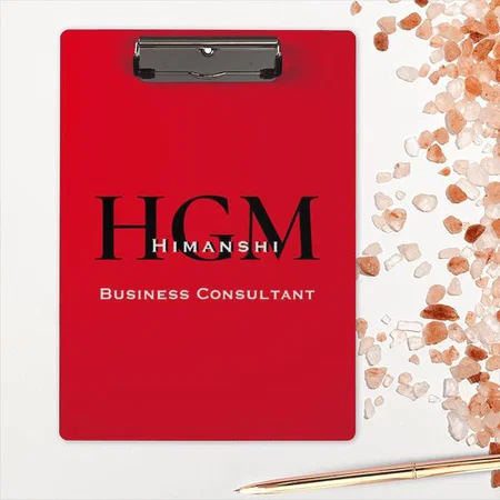 Business Modern Red Black Letter Monogram Customized Photo Printed Exam Board