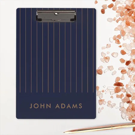 Classic Modern Navy Blue Gold Stripe Customized Photo Printed Exam Board