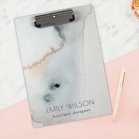Elegant Soft Aqua Blue Gold Watercolor Design Customized Photo Printed Exam Board