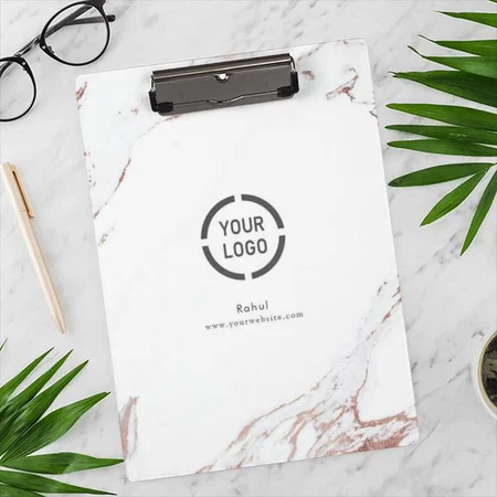 Modern Faux Rose Gold Marble Company Logo Customized Photo Printed Exam Board