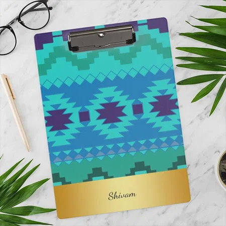 Blue Textile Design Gold Badge Background Customized Photo Printed Exam Board