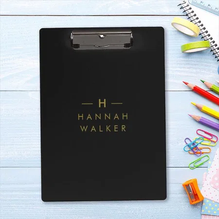 Black Gold Monogram Customized Photo Printed Exam Board