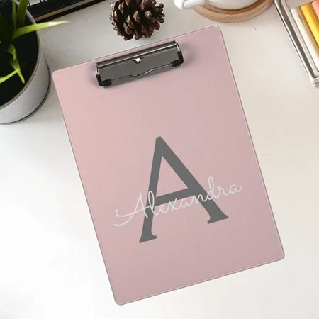 Girly Blush Pink Gold Modern Monogram Customized Photo Printed Exam Board