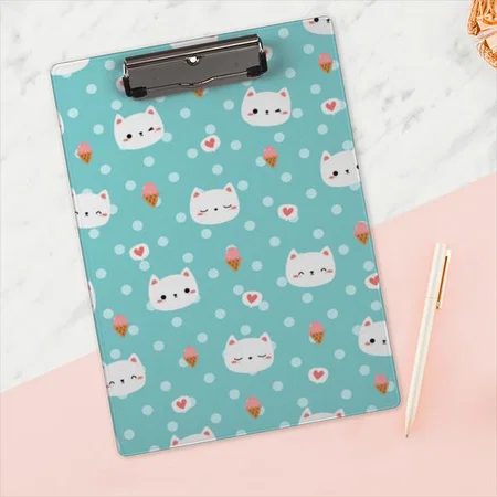 Cute Cat and Ice Cream Pattern Design Customized Photo Printed Exam Board
