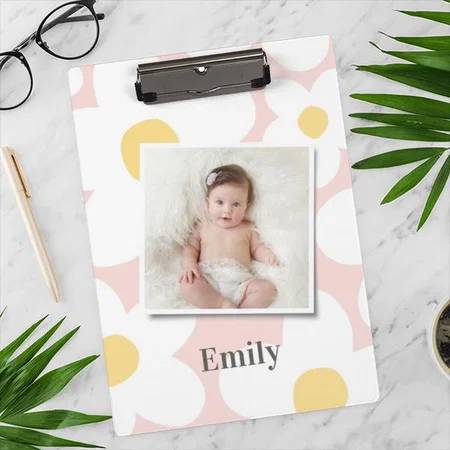 Daisy Floral Boho Retro Photo Customized Photo Printed Exam Board