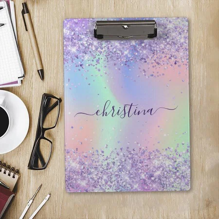 Purple Pink Glitter Dust Customized Photo Printed Exam Board