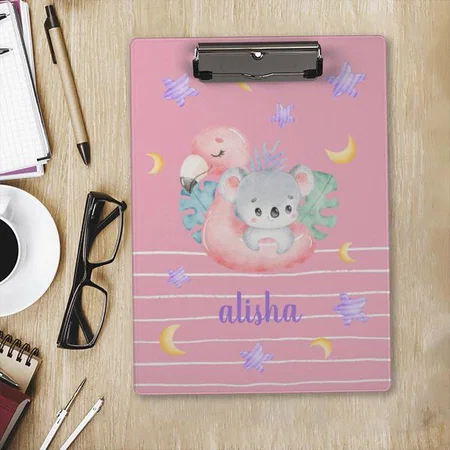 Blush Pink Pretty Koala Customized Photo Printed Exam Board