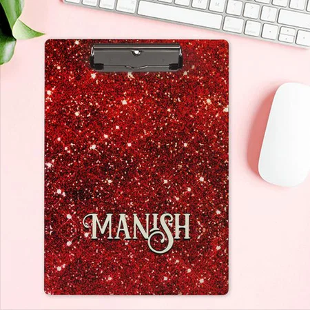 Red Black Glitter Monogram Customized Photo Printed Exam Board