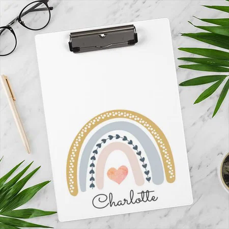 Boho Watercolor Rainbow Design Customized Photo Printed Exam Board