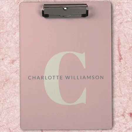 Stylish Monogram Name Blush Pink Customized Photo Printed Exam Board