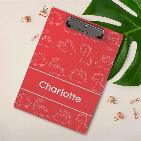 Cute Red and White Dinosaur Design Customized Photo Printed Exam Board