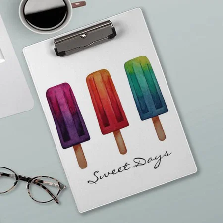 Watercolor Cute Popsicle Ice Creams Customized Photo Printed Exam Board
