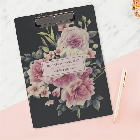Vintage Dark Floral Customized Photo Printed Exam Board