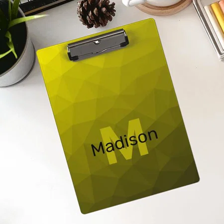 Yellow Dark Ombre Geometric Mesh Pattern Customized Photo Printed Exam Board